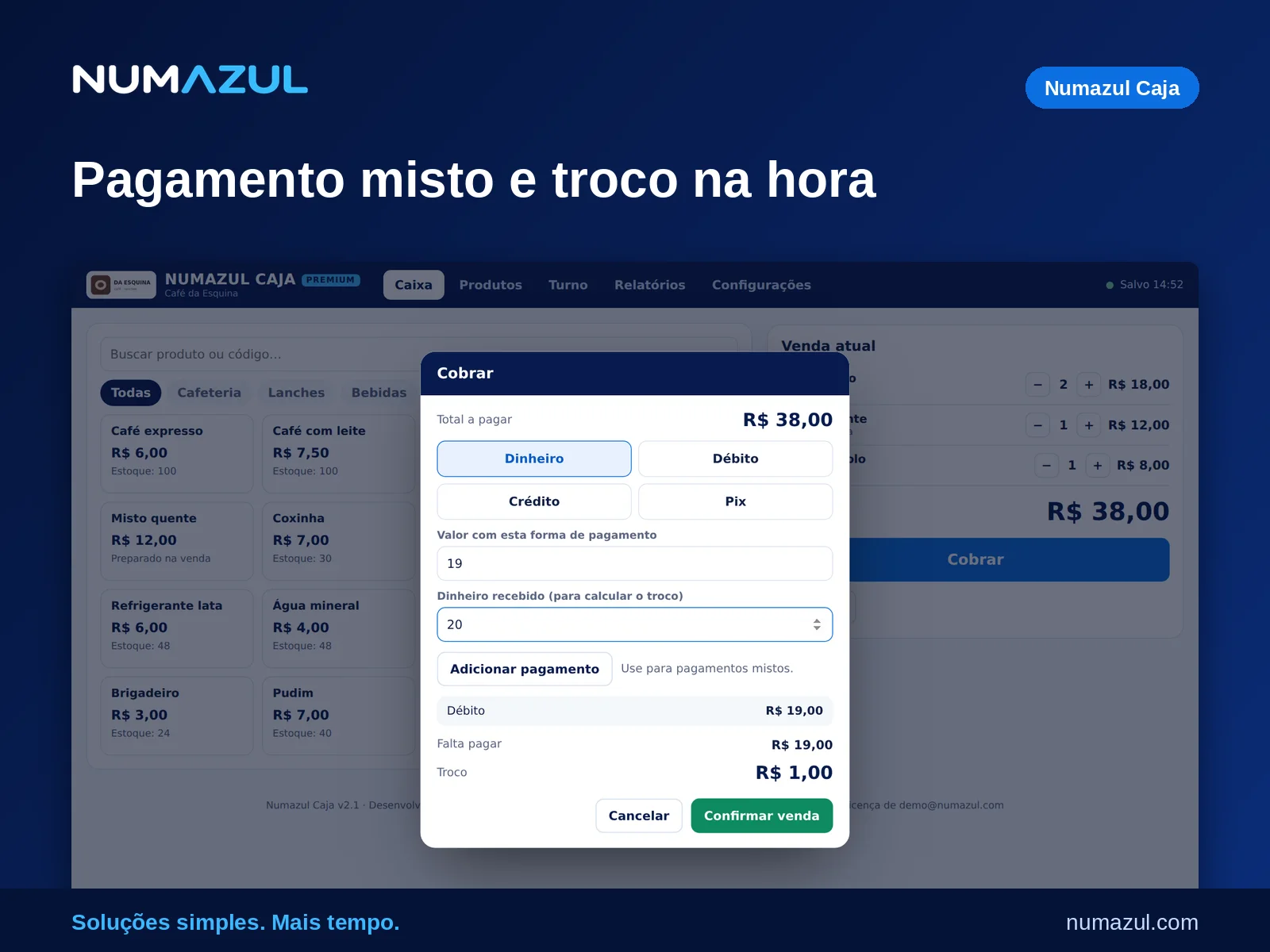 Cobrança rápida e pagamento misto