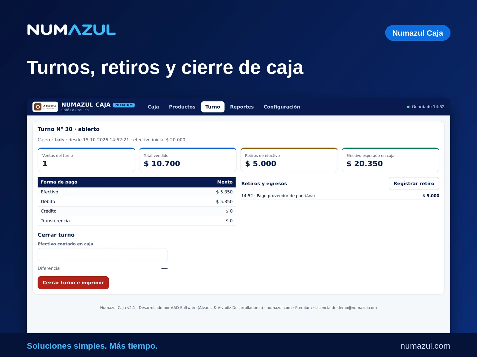 Turnos y cierre de caja